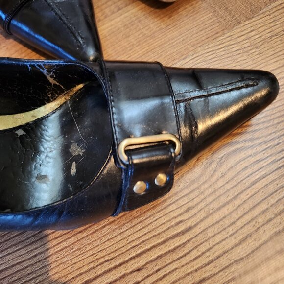 Enzo Angiolini Black and Gold Pumps with Bucke Size 7 - Picture 3 of 12